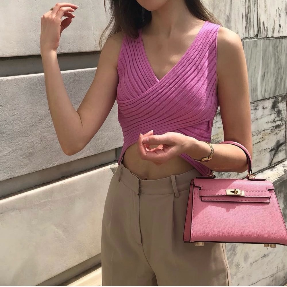 Revolve Superdown Pink Sleeveless Wrap Top